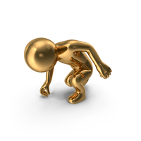 Gold Stickman Picking Up PNG & PSD Images