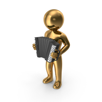 Gold Stickman Playing Accordion PNG & PSD Images