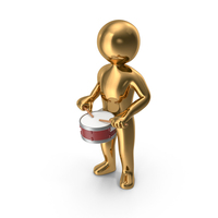 Gold Stickman Playing Drum PNG & PSD Images