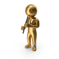Gold Stickman Playing Flute PNG & PSD Images
