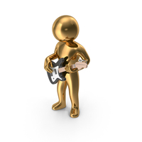 Gold Stickman Playing Guitar PNG & PSD Images