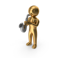 Gold Stickman Playing Saxophone PNG & PSD Images