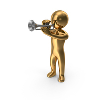 Gold Stickman Playing Trumpet PNG & PSD Images