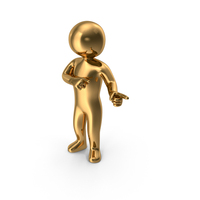 Gold Stickman Pointing PNG & PSD Images