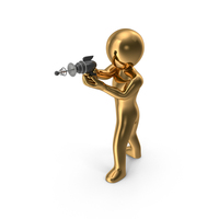 Gold Stickman Shooting PNG & PSD Images