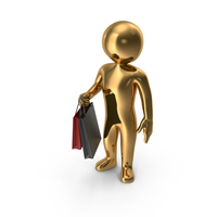 Gold Stickman Shopping PNG & PSD Images
