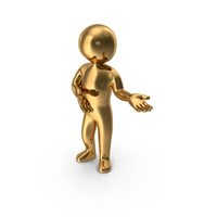 Gold Stickman Showcasing PNG & PSD Images