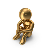 Gold Stickman Sitting On Ground PNG & PSD Images