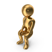 Gold Stickman Sitting PNG & PSD Images