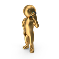 Gold Stickman Talking On Phone PNG & PSD Images