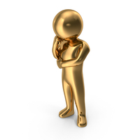 Gold Stickman Thinking PNG & PSD Images