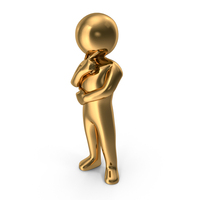 Gold Stickman Thinking PNG & PSD Images