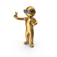 Gold Stickman Wearing Sunglasses PNG & PSD Images