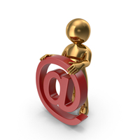 Gold Stickman With Email Sign PNG & PSD Images