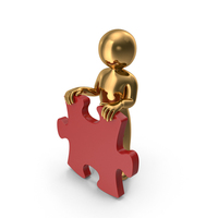 Gold Stickman With Puzzle Piece PNG & PSD Images
