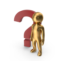 Gold Stickman With Question Mark PNG & PSD Images