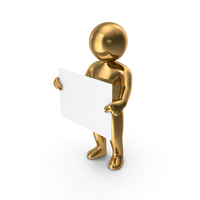 Gold Stickman With Sign PNG & PSD Images