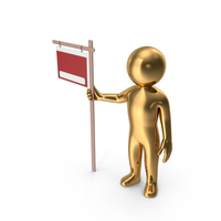 Gold Stickman With Sign PNG & PSD Images