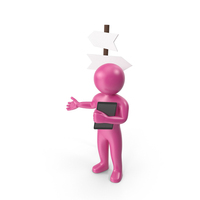 Pink Stickman At Crossroad PNG & PSD Images