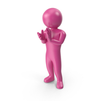 Pink Stickman Clapping Hands PNG & PSD Images