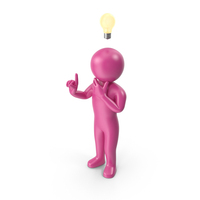 Pink Stickman Has An Idea PNG & PSD Images