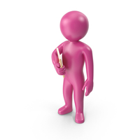 Pink Stickman Holding Book PNG & PSD Images