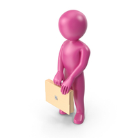 Pink Stickman Holding Briefcase PNG & PSD Images