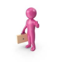 Pink Stickman Holding Briefcase PNG & PSD Images