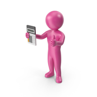 Pink Stickman Holding Calculator PNG & PSD Images