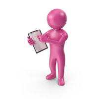 Pink Stickman Holding Clipboard PNG & PSD Images