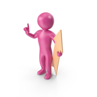Pink Stickman Holding Pointer PNG & PSD Images