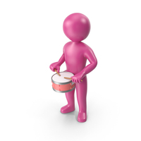 Pink Stickman Playing Drum PNG & PSD Images