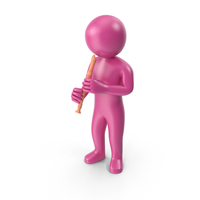 Pink Stickman Playing Flute PNG & PSD Images