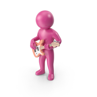 Pink Stickman Playing Guitar PNG & PSD Images