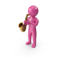 Pink Stickman Playing Saxophone PNG & PSD Images