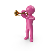 Pink Stickman Playing Trumpet PNG & PSD Images