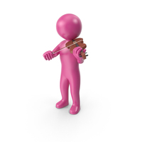 Pink Stickman Playing Violin PNG & PSD Images