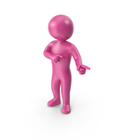 Pink Stickman Pointing PNG & PSD Images