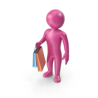Pink Stickman Shopping PNG & PSD Images