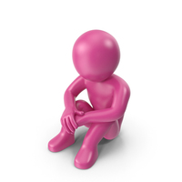 Pink Stickman Sitting On Ground PNG & PSD Images