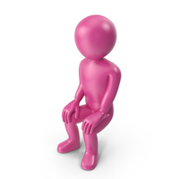 Pink Stickman Sitting PNG & PSD Images