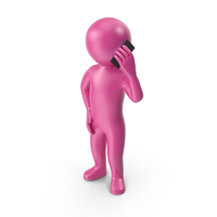 Pink Stickman Talking On Phone PNG & PSD Images