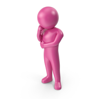 Pink Stickman Thinking PNG & PSD Images