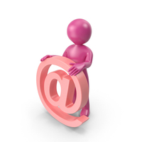 Pink Stickman With Email Sign PNG & PSD Images