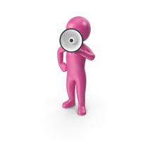Pink Stickman With Loud Speaker PNG & PSD Images