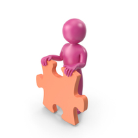 Pink Stickman With Puzzle Piece PNG & PSD Images