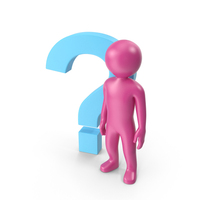 Pink Stickman With Question Mark PNG & PSD Images