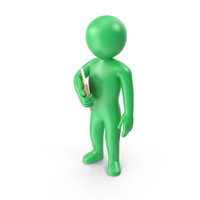 Green Stickman Holding Book PNG & PSD Images