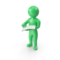 Green Stickman Holding Book PNG & PSD Images