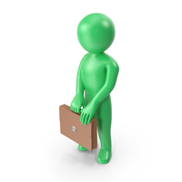 Green Stickman Holding Briefcase PNG & PSD Images